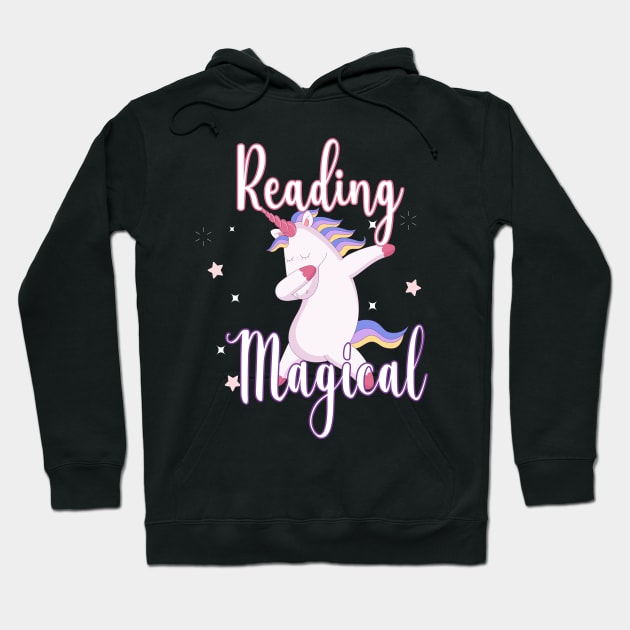 Reading Is Magical Unicorn - Cute Librarian Hoodie by WassilArt